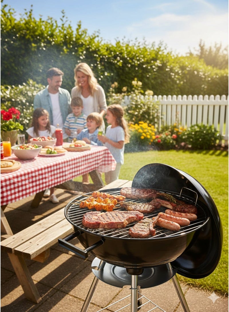 رينوفو غلاية شواء محمولة صغيرة الحجم للشواء في الهواء الطلق من رينوفو، شواية فحم بقطر 47 سم مع عجلات، اسود - Image 2